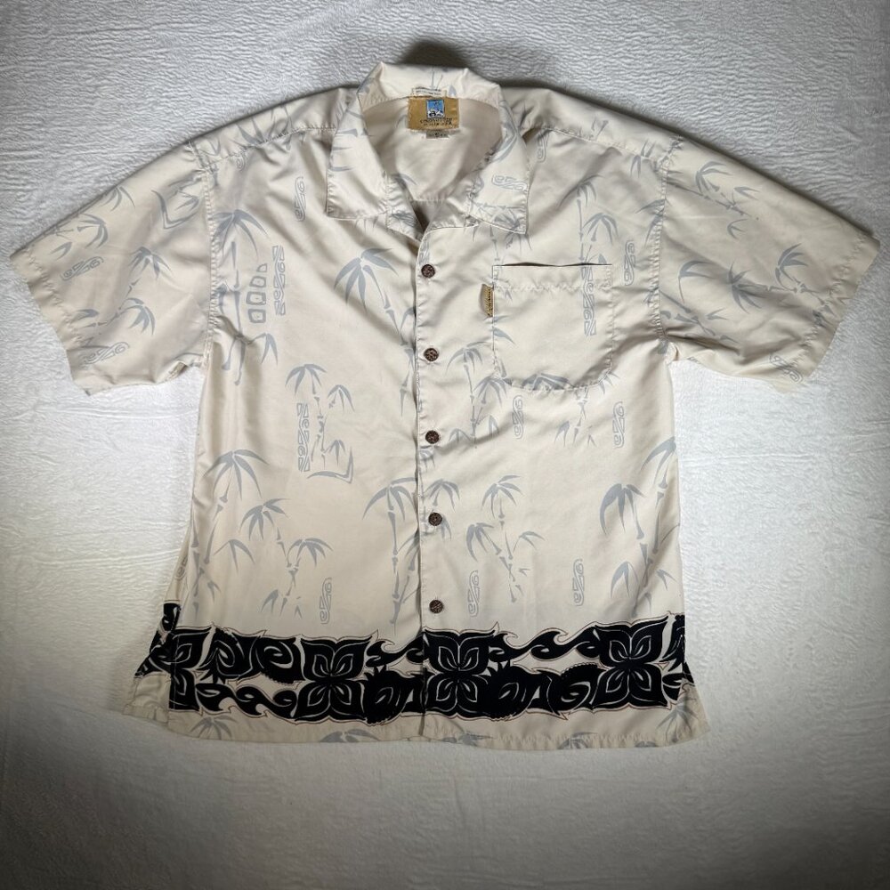 Coconut‎ Pier By Top Image USA Medium Hawiian Button Down Collar Palm Tree